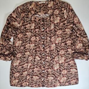 Soft Surroundings Womens Top Size XS Red Cream Floral